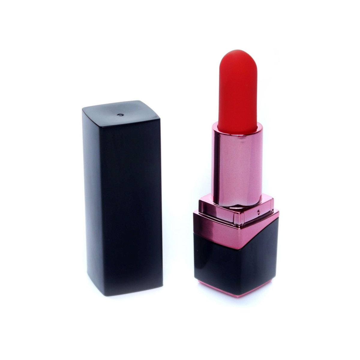 Vibrator u obliku karmina, crni — silikon, 10 režima, 9,2 cm — 22 00024
